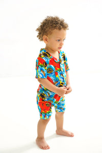 Summer Bees Collared Bamboo Shortie Romper