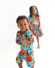 Load image into Gallery viewer, SAMPLE SALE Summer Bees Collared Bamboo Shortie Romper