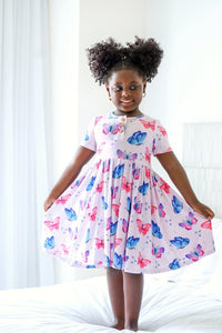 SAMPLE SALE Theresah Short Sleeve Bamboo Toddler Twirl Dress
